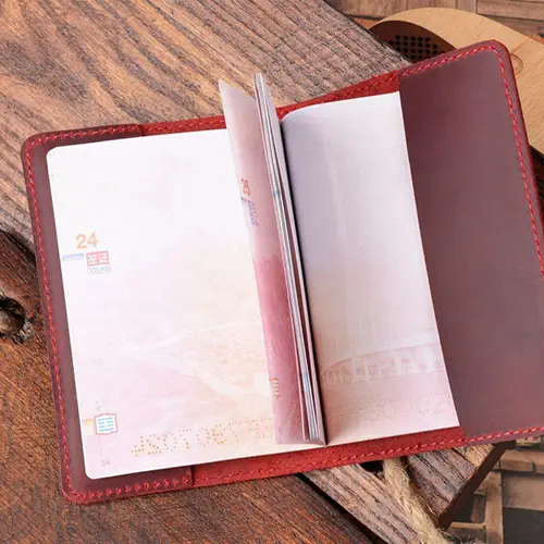  Premium Leather Passport Holder with Embossed Design